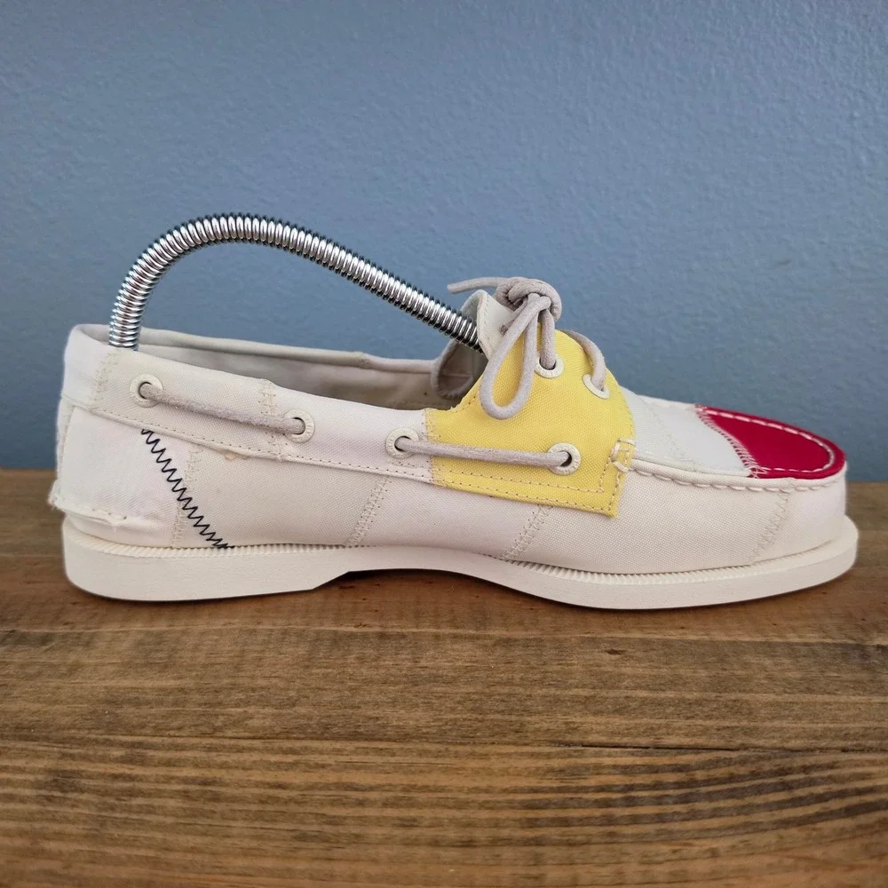 Sperry Mens A/O‎ 2-Eye Sail Bionic Boat Shoes Off White STS19372 Size 7